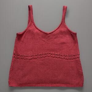Old Navy Womens Top L Sweater Tank Spice Orange Boho Knit Summer Casual